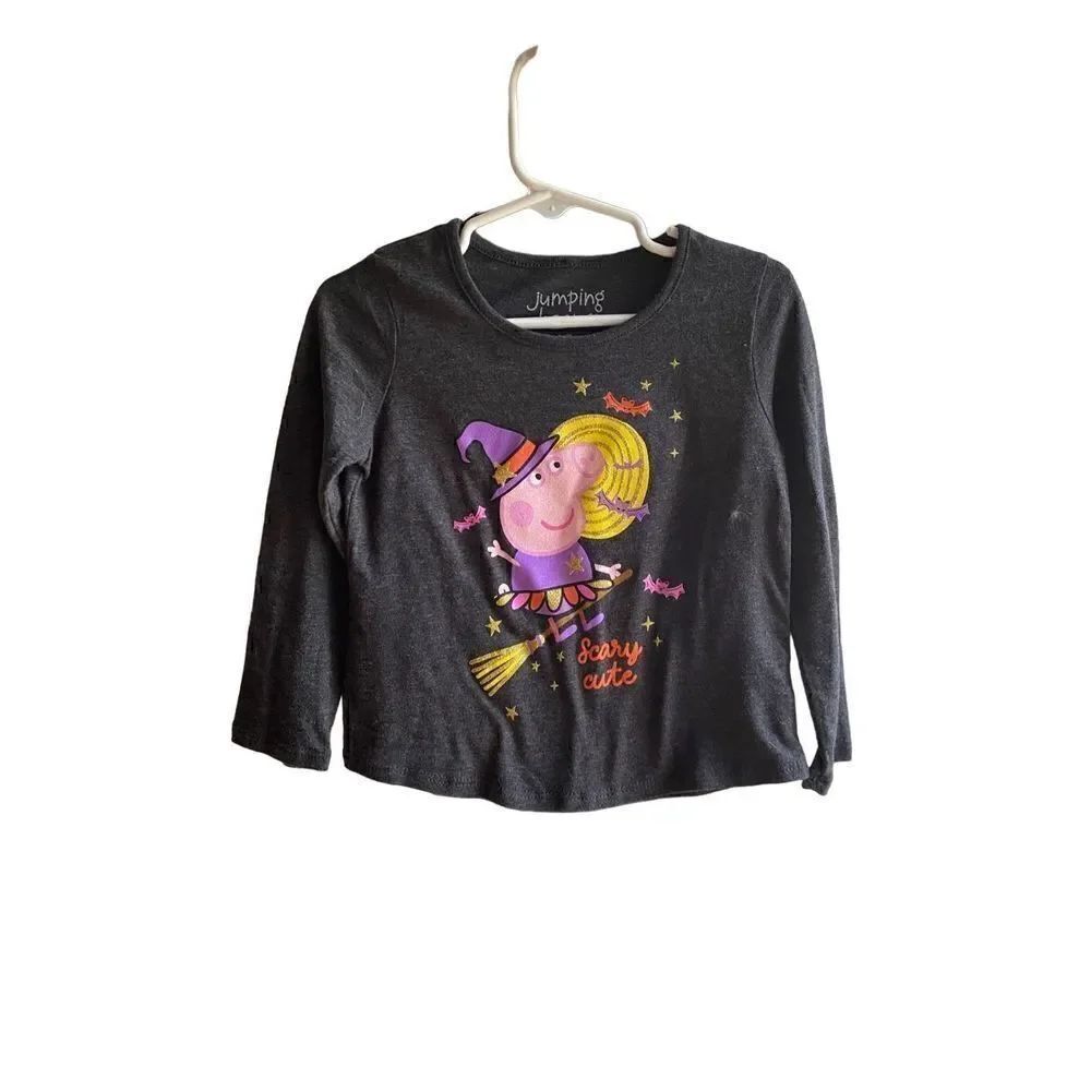 Jumping beans Halloween Gray scary cute Peppa Pig long sleeve shirt size 3T